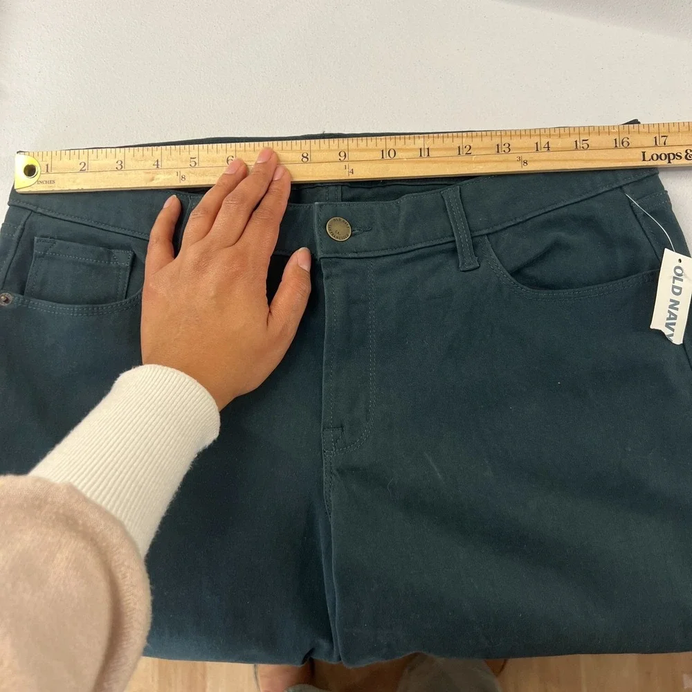 Old Navy Rockstar‎ Jeans Womens 12 Green Brushed Twill Stretch Mid Rise Skinny